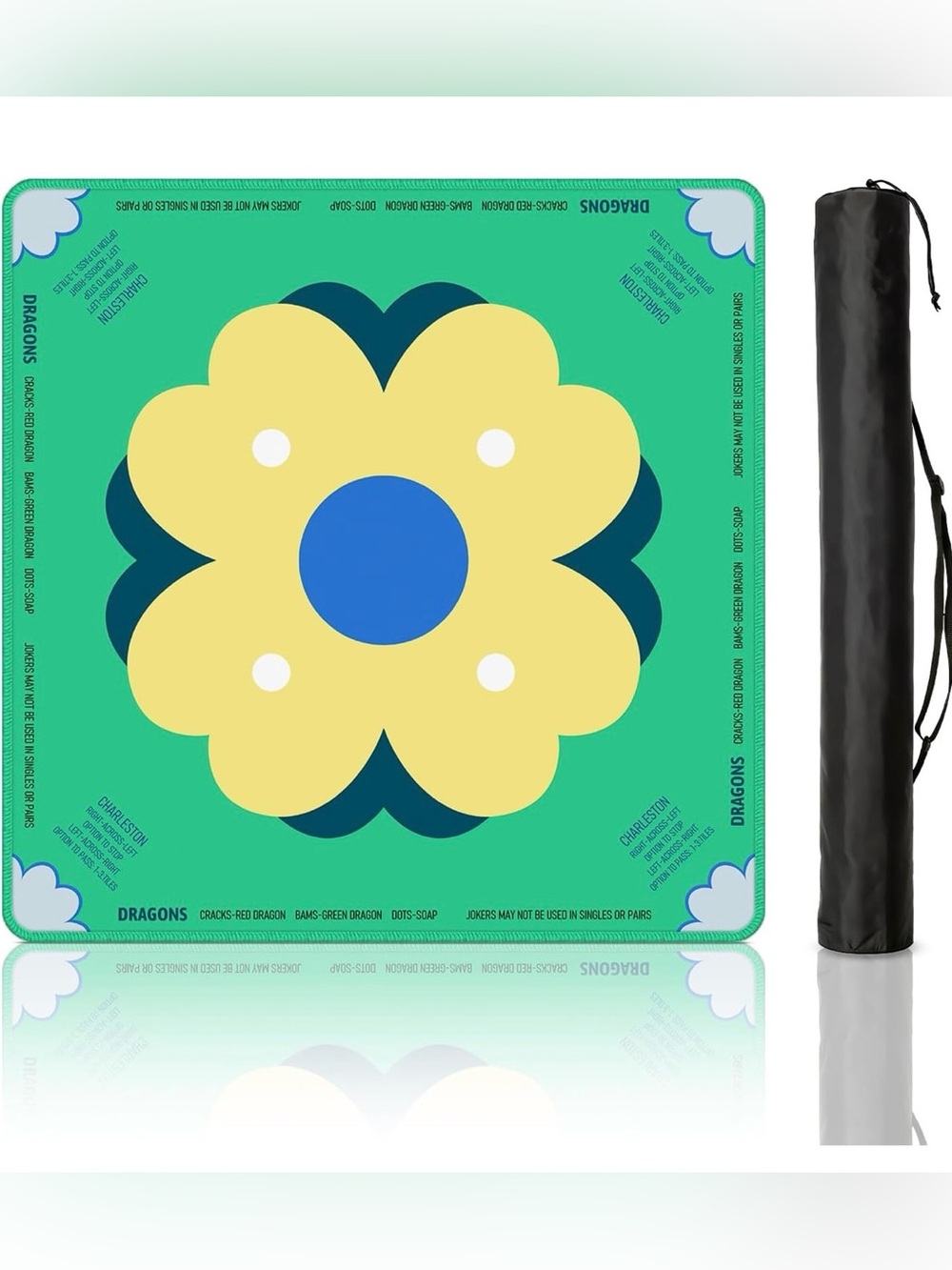 Mahjong Mat - Bright Floral Graphic 32"x32" with instruction and notes